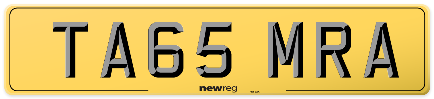 TA65 MRA Rear Number Plate