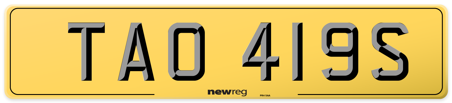 TAO 419S Rear Number Plate