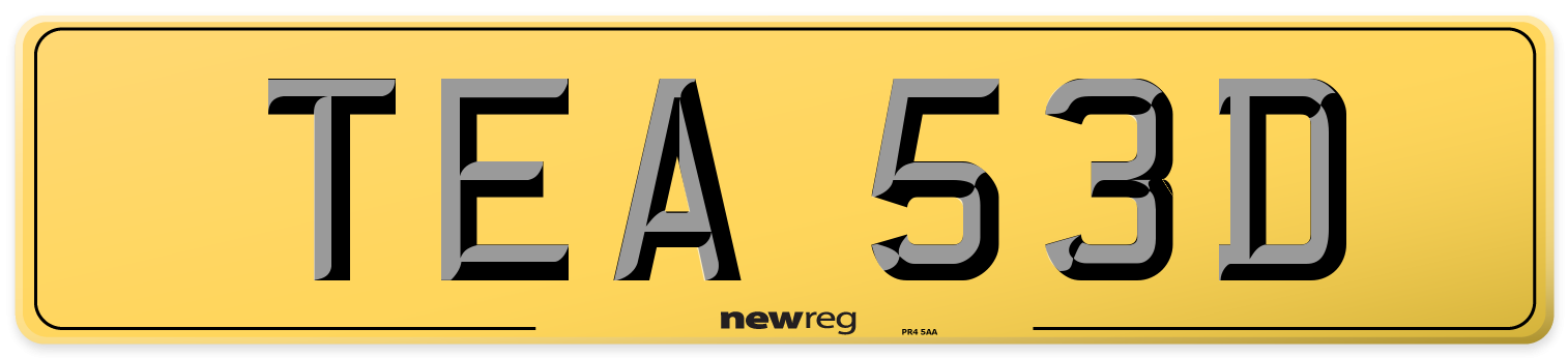 TEA 53D Rear Number Plate