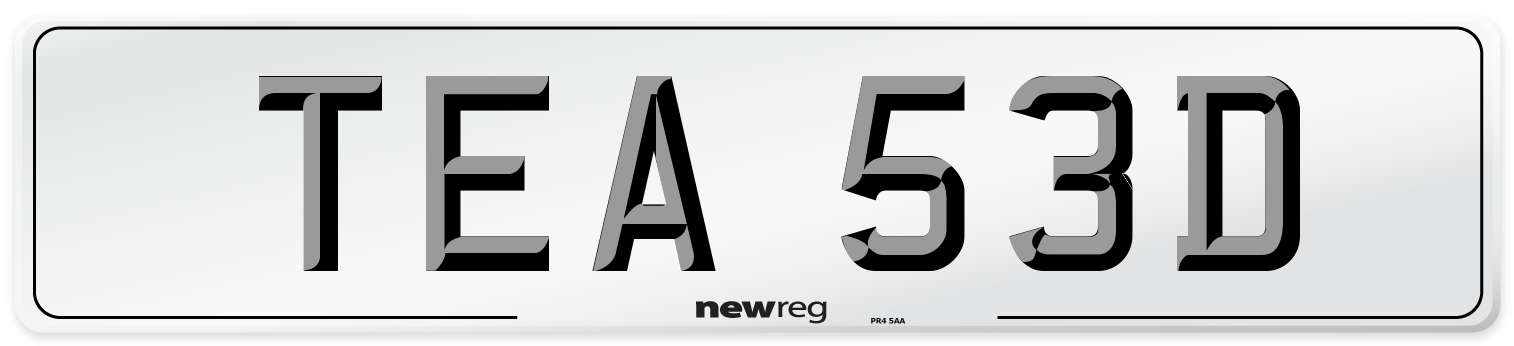 TEA 53D Front Number Plate