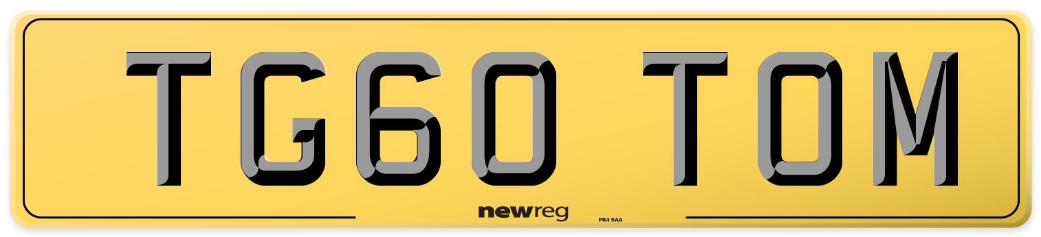 TG60 TOM Rear Number Plate