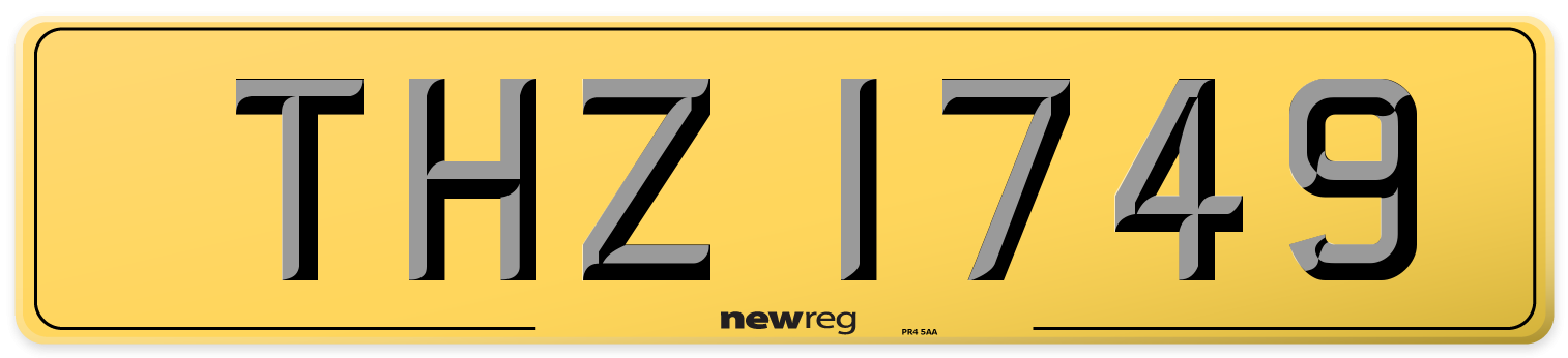 THZ 1749 Rear Number Plate