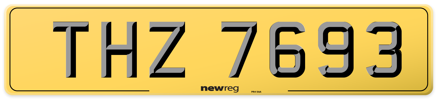THZ 7693 Rear Number Plate
