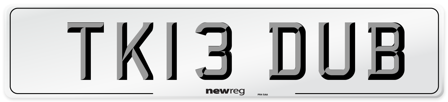 TK13 DUB Front Number Plate