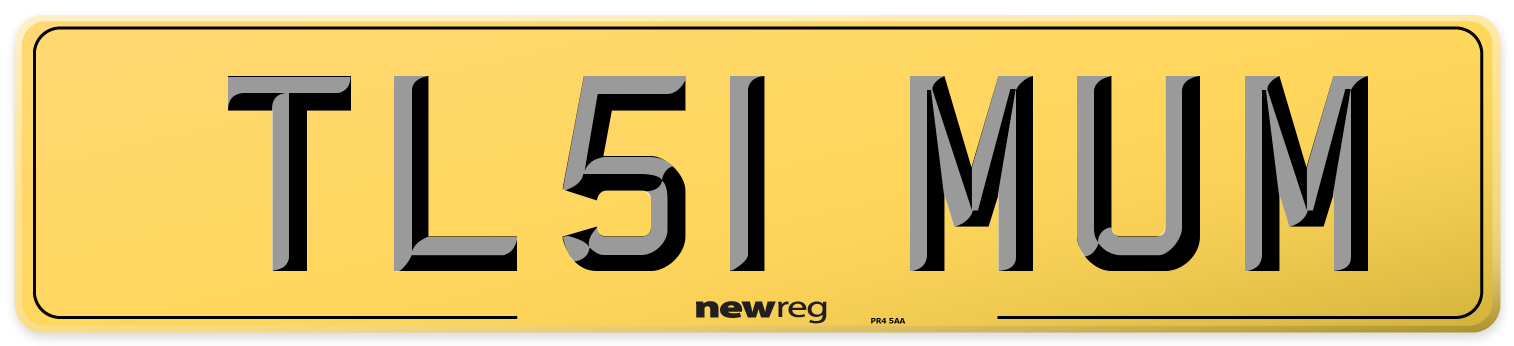 TL51 MUM Rear Number Plate