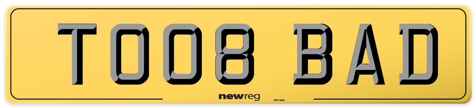 TO08 BAD Rear Number Plate