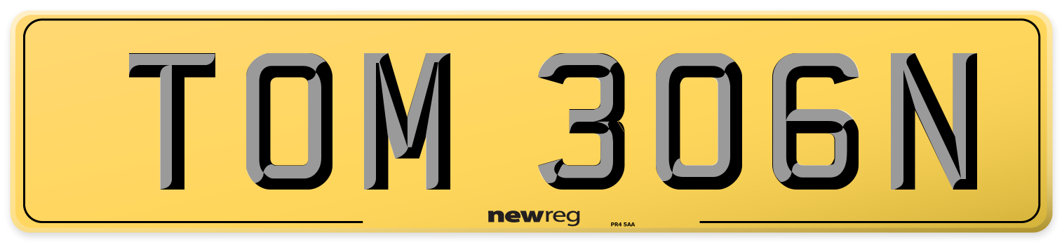 TOM 306N Rear Number Plate