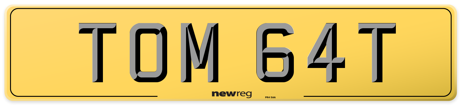 TOM 64T Rear Number Plate