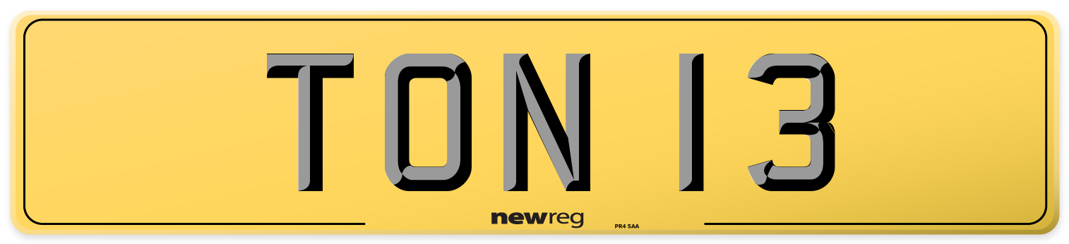 TON 13 Rear Number Plate