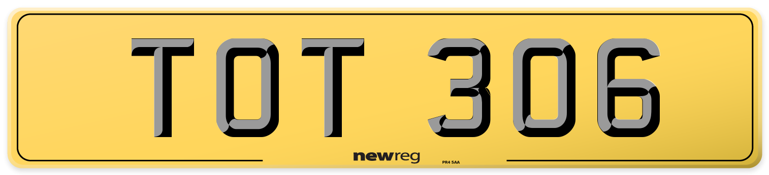 TOT 306 Rear Number Plate