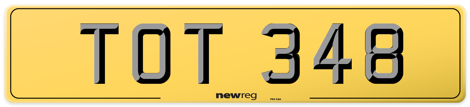 TOT 348 Rear Number Plate