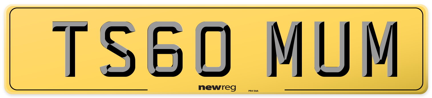 TS60 MUM Rear Number Plate