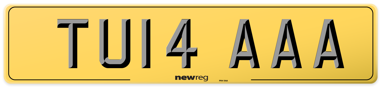 TU14 AAA Rear Number Plate