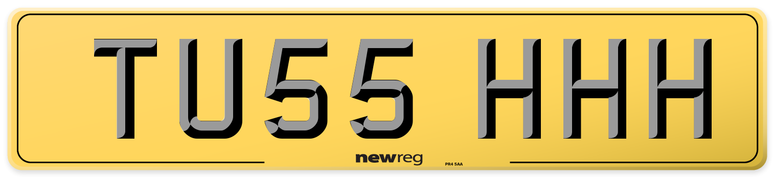 TU55 HHH Rear Number Plate