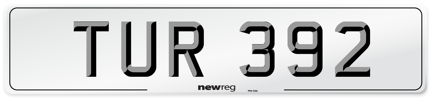 TUR 392 Front Number Plate