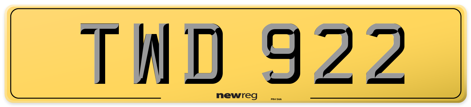 TWD 922 Rear Number Plate