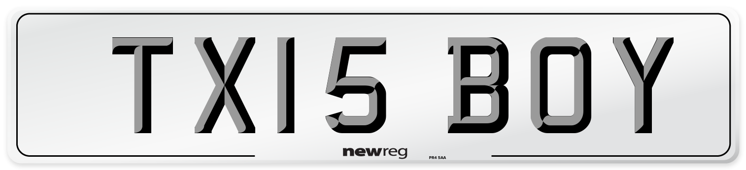 TX15 BOY Front Number Plate