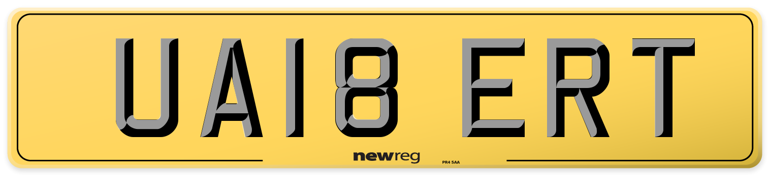UA18 ERT Rear Number Plate