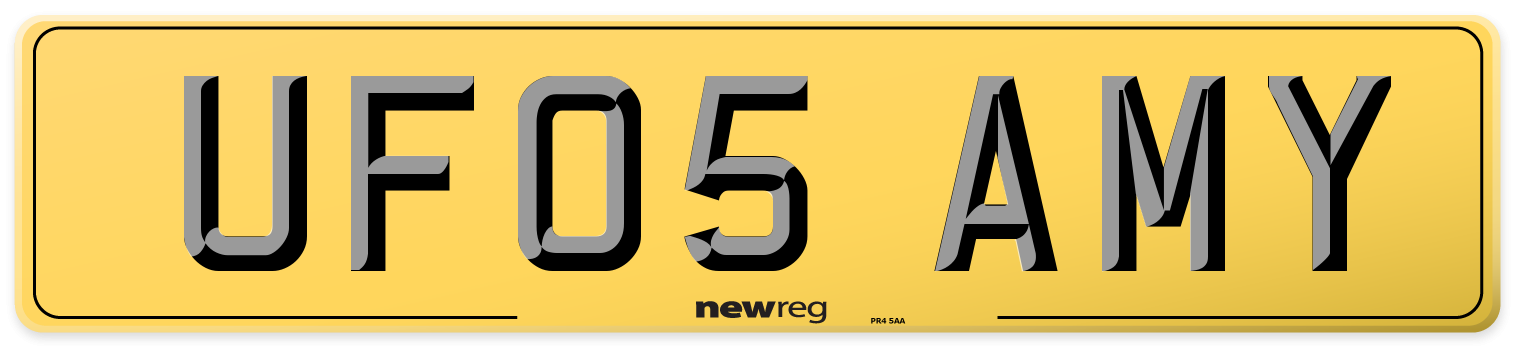 UF05 AMY Rear Number Plate