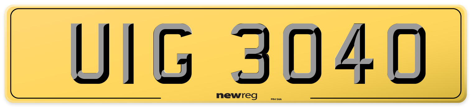 UIG 3040 Rear Number Plate