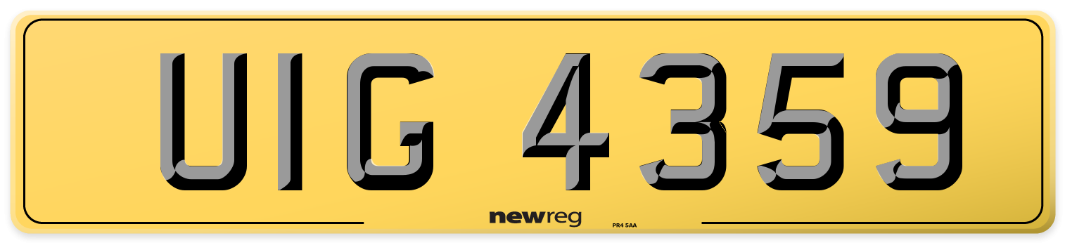 UIG 4359 Rear Number Plate