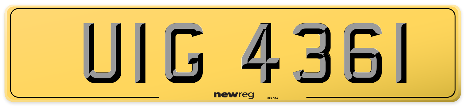 UIG 4361 Rear Number Plate