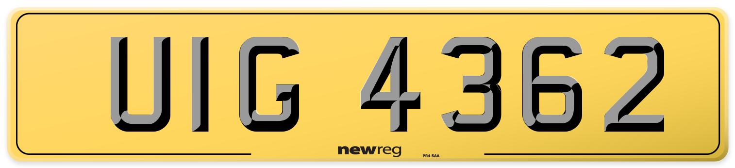 UIG 4362 Rear Number Plate