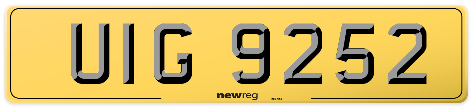 UIG 9252 Rear Number Plate