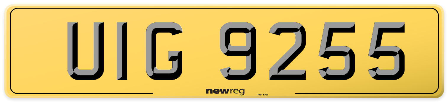 UIG 9255 Rear Number Plate