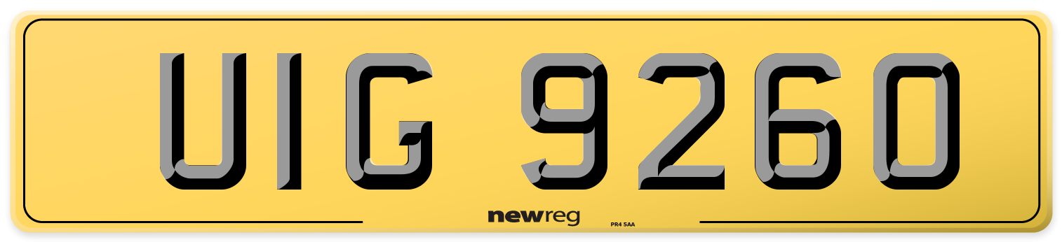 UIG 9260 Rear Number Plate