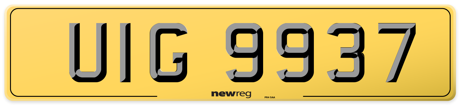 UIG 9937 Rear Number Plate