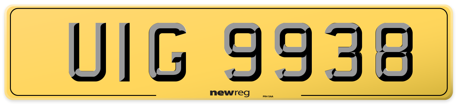 UIG 9938 Rear Number Plate
