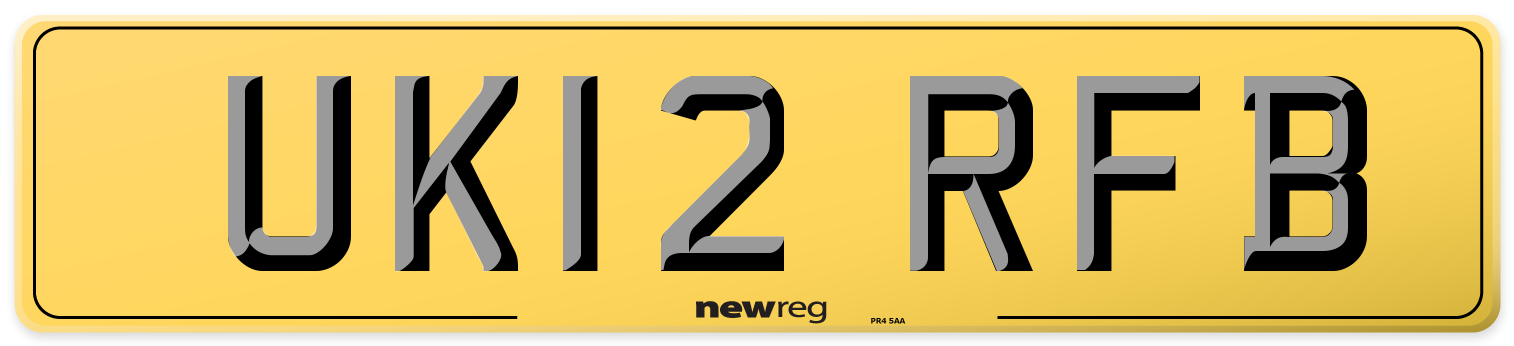 UK12 RFB Rear Number Plate