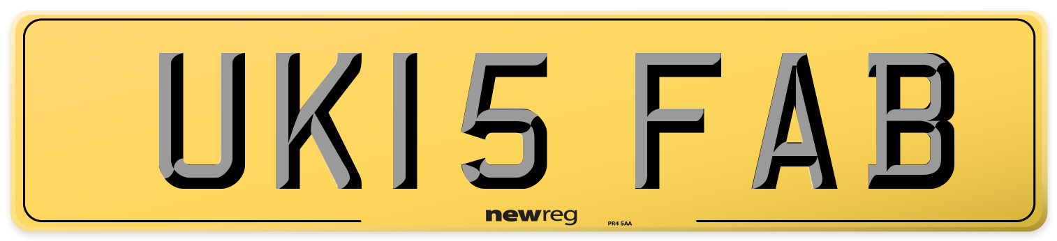 UK15 FAB Rear Number Plate