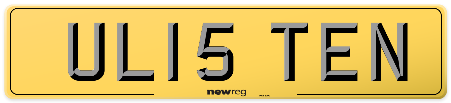 UL15 TEN Rear Number Plate