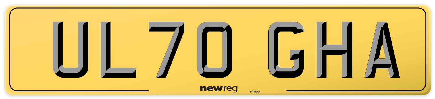 UL70 GHA Rear Number Plate