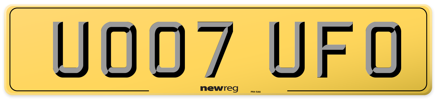 UO07 UFO Rear Number Plate