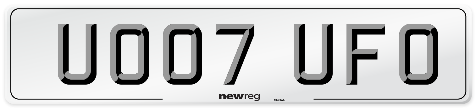 UO07 UFO Front Number Plate