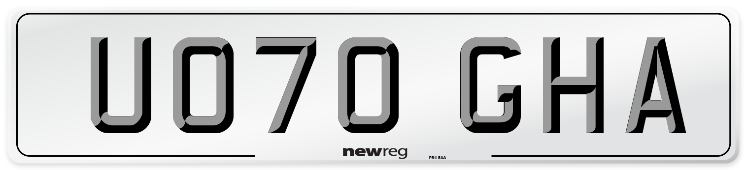 UO70 GHA Front Number Plate