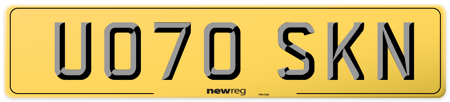 UO70 SKN Rear Number Plate