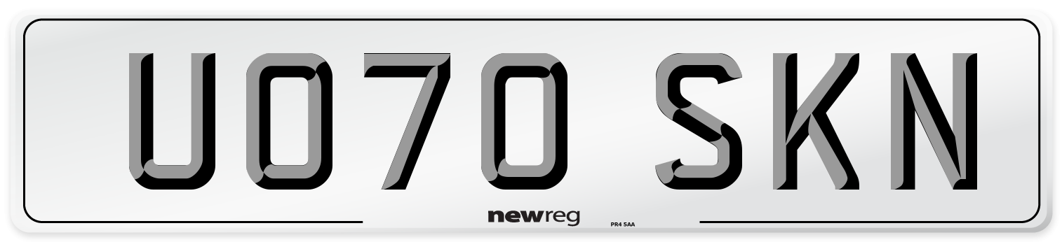 UO70 SKN Front Number Plate