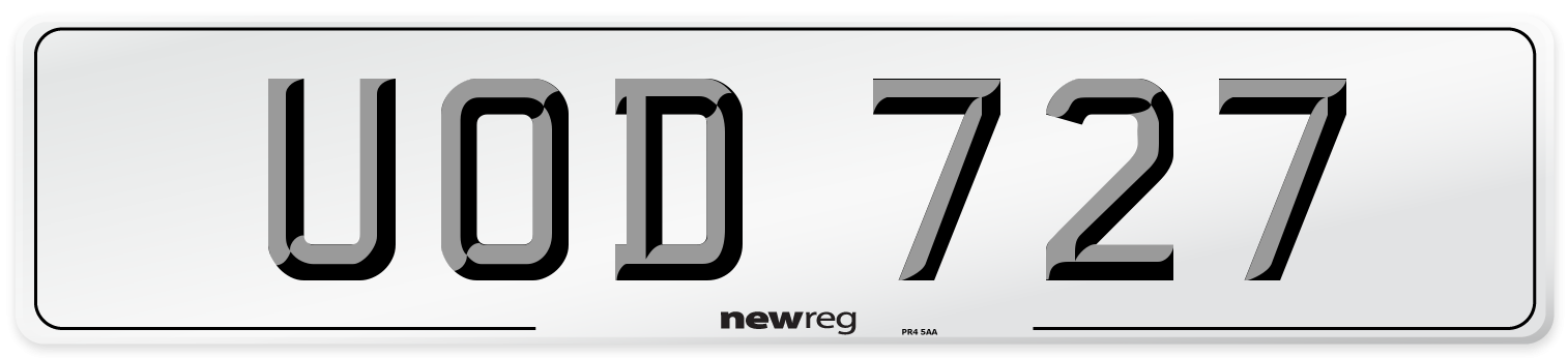 UOD 727 Front Number Plate
