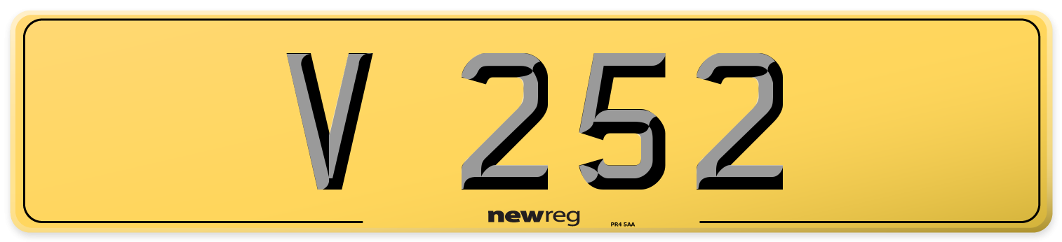 V 252 Rear Number Plate