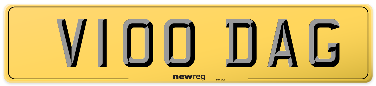 V100 DAG Rear Number Plate