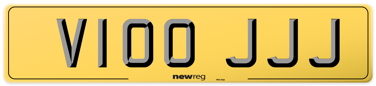 V100 JJJ Rear Number Plate
