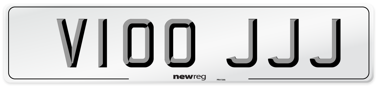 V100 JJJ Front Number Plate