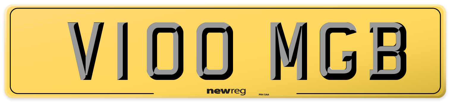 V100 MGB Rear Number Plate