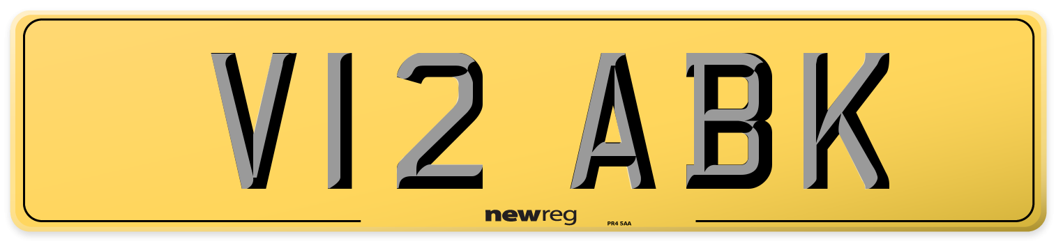 V12 ABK Rear Number Plate