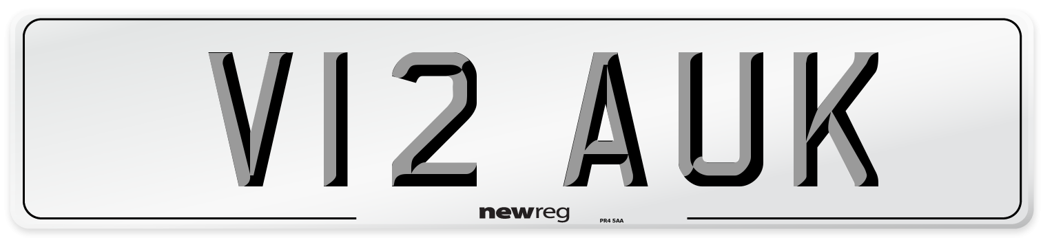 V12 AUK Front Number Plate