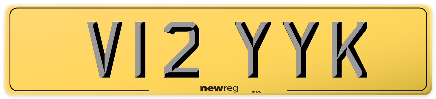 V12 YYK Rear Number Plate